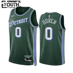 Dres Detroit Pistons jalen duren 0 Nike 2022-23 City Edition Zelena Swingman - Dječji
